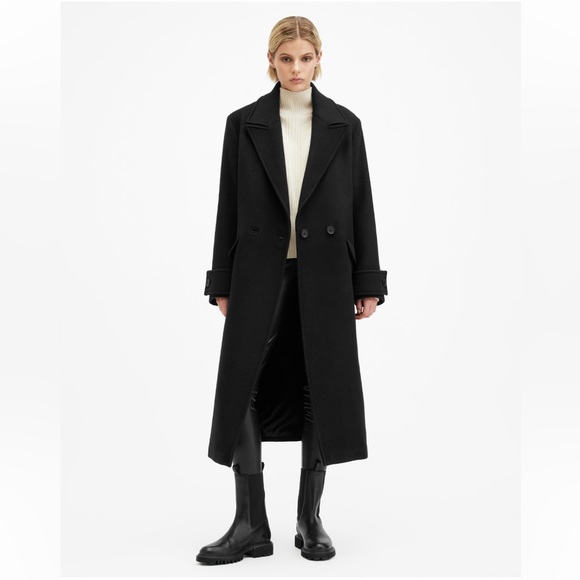 All SaintsMabel Double-Breasted Oversized CoatBlackSize 4
